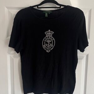 Ralph Lauren Black Tee with Silver Embellishment